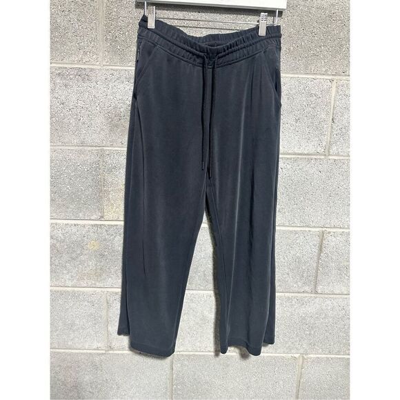 Athleta Wide Leg Crop Sweat Lounge Pants Women's Small Black - Picture 1 of 4